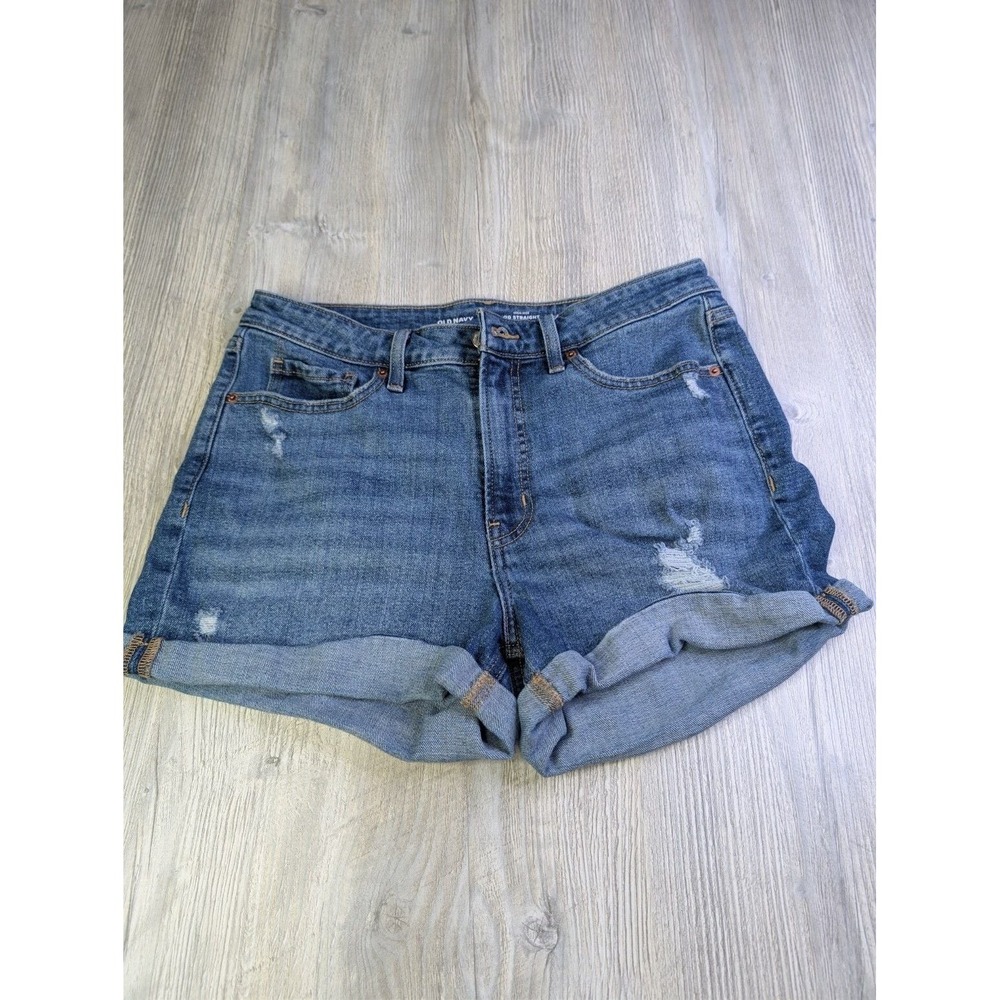 Old Navy High-Rise OG Straight Denim Distressed Cuffed Shorts